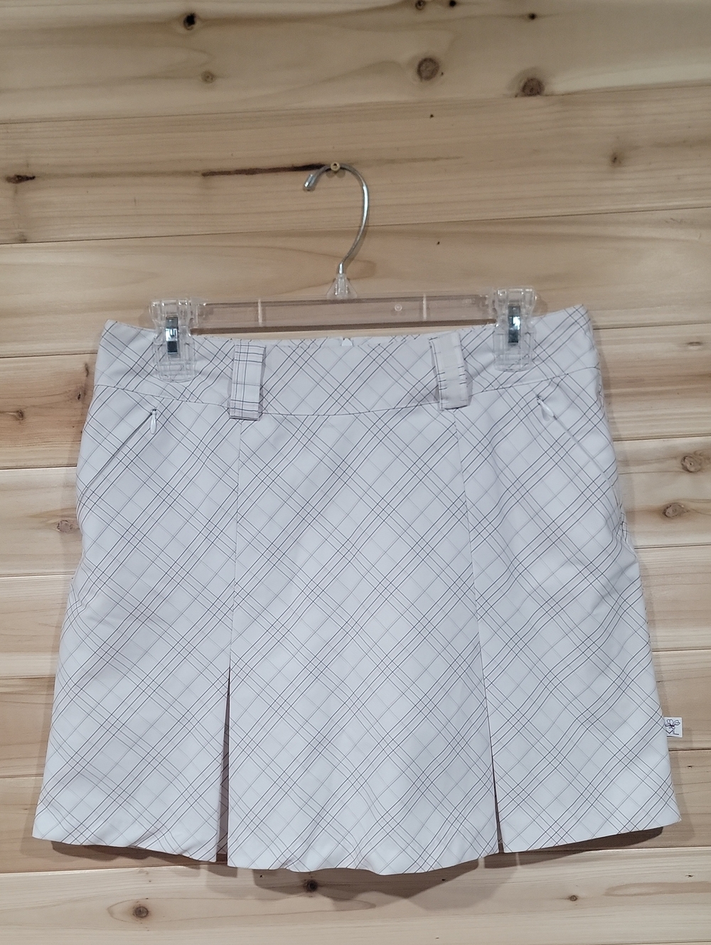 Maggie Lane White Skort With Pink And Grey Checked Lines